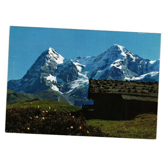 Vintage Swiss Postcard Berner Oberland Eiger Mönch By Perrochet Mountain Snow - Picture 1 of 2